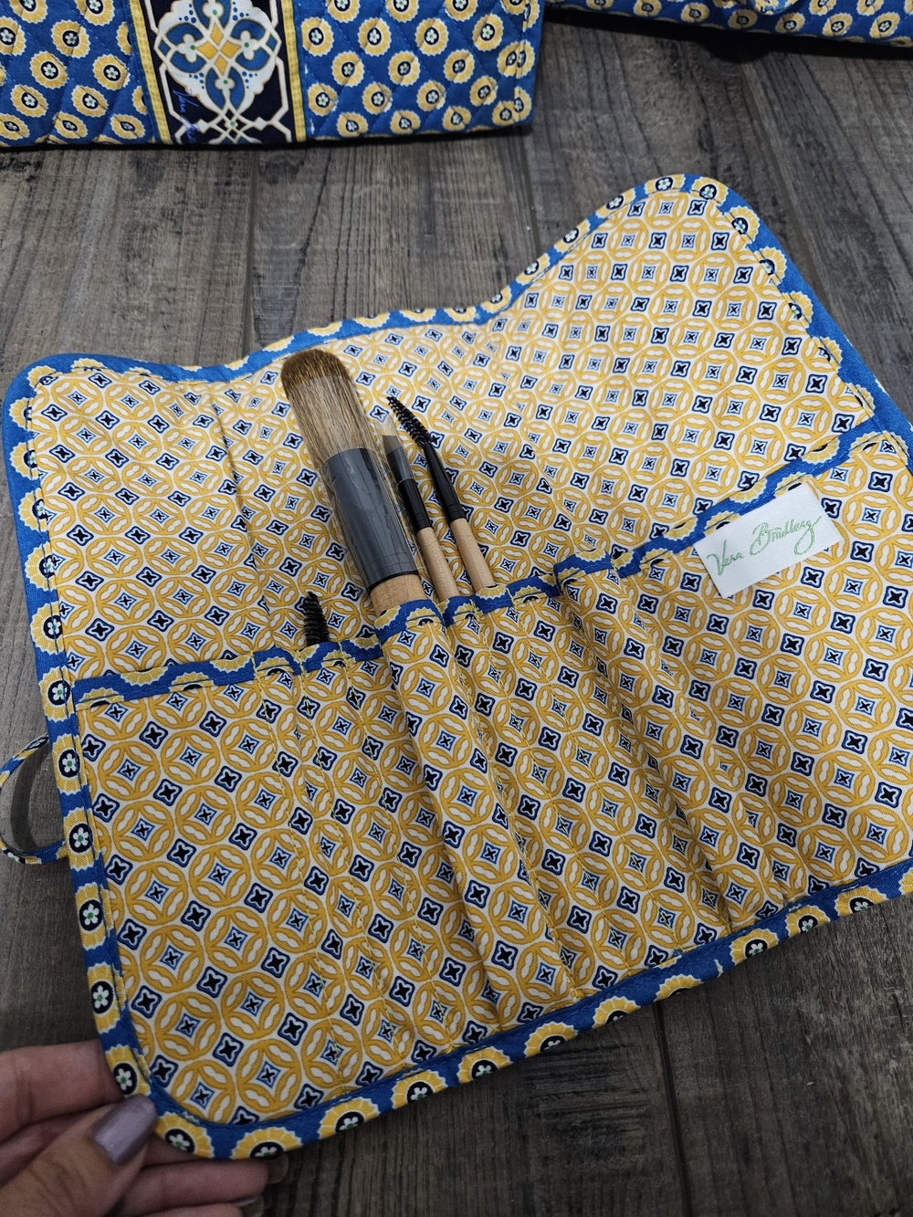 Vera Bradley 9 Pc Set Blue and Yellow Patterned Travel Bags - Picture 7 of 9